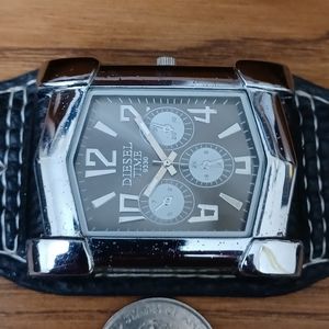 Men's silver and black watch